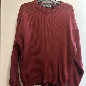 Oscar de la Renta Men's Ribbed Crewneck Sweater - Burgundy